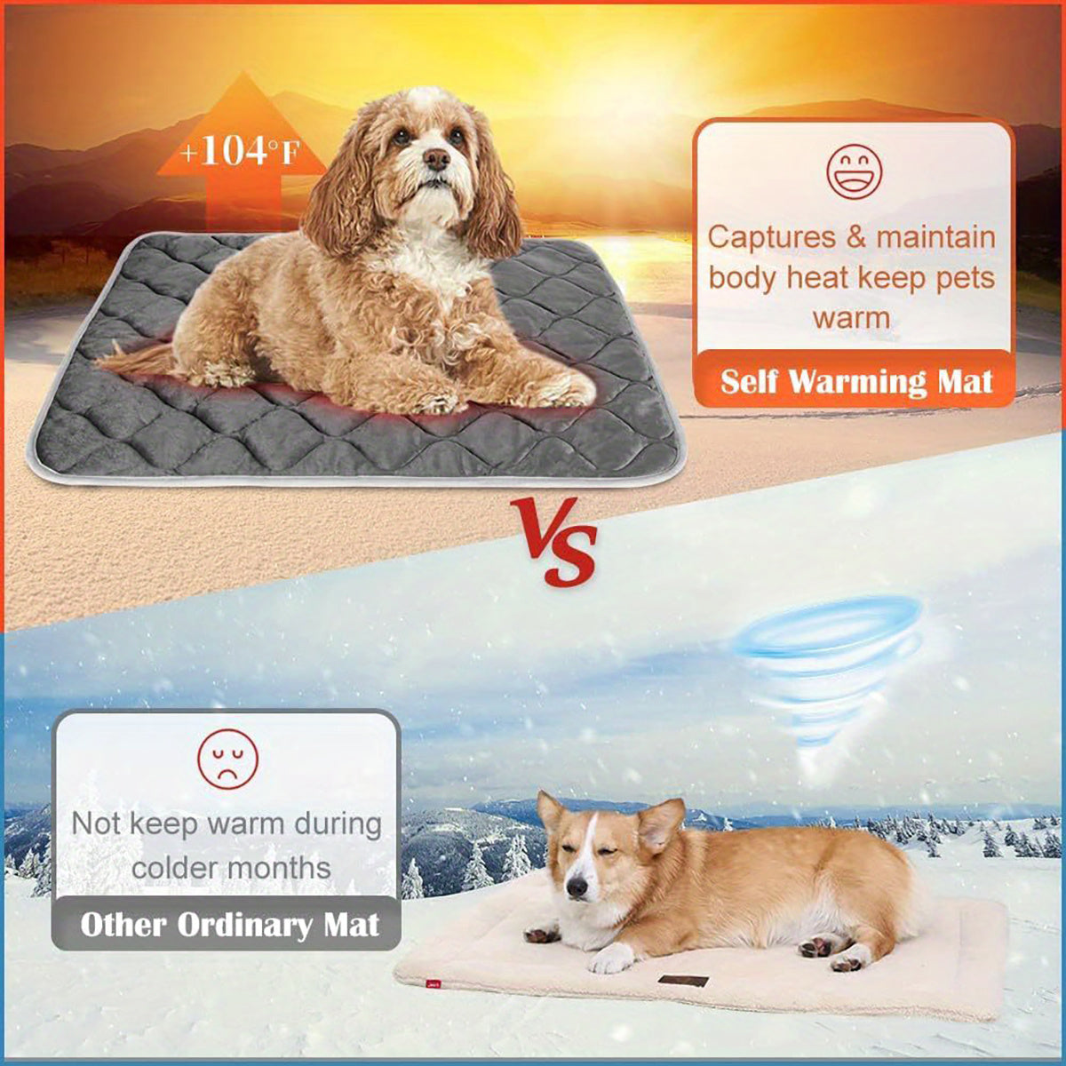 Self-Heating Non-Slip Pet Bed Mat for Dogs and Cats