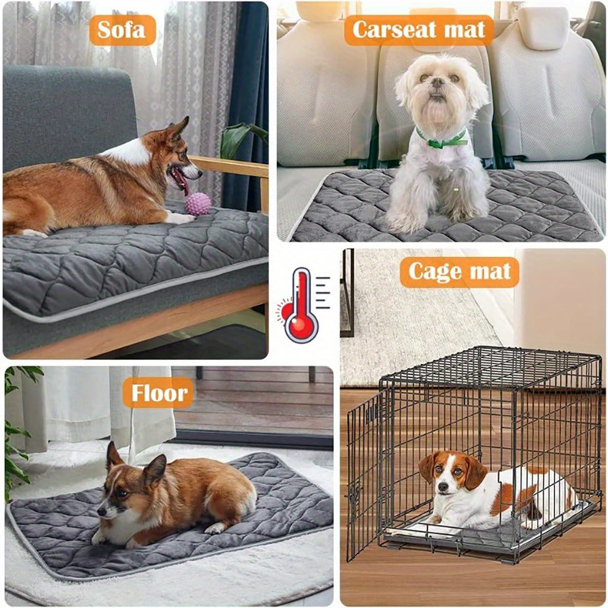 Self-Heating Non-Slip Pet Bed Mat for Dogs and Cats