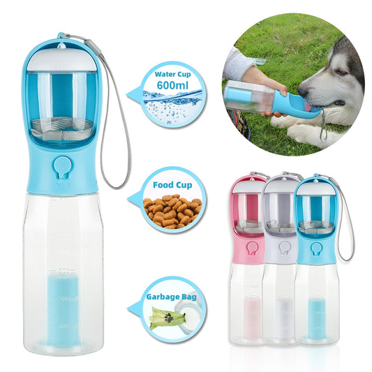 3-in-1 Portable Pet Water Bottle and Food Feeder