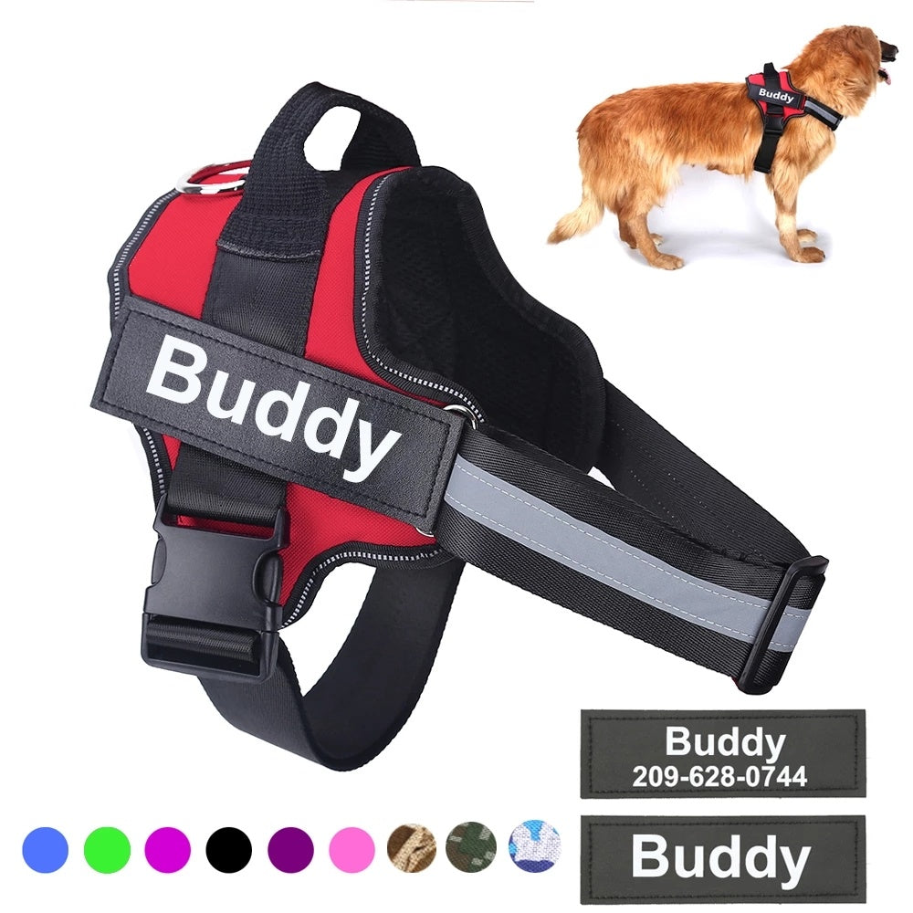 Personalized No-Pull Reflective Adjustable Dog Harness Vest