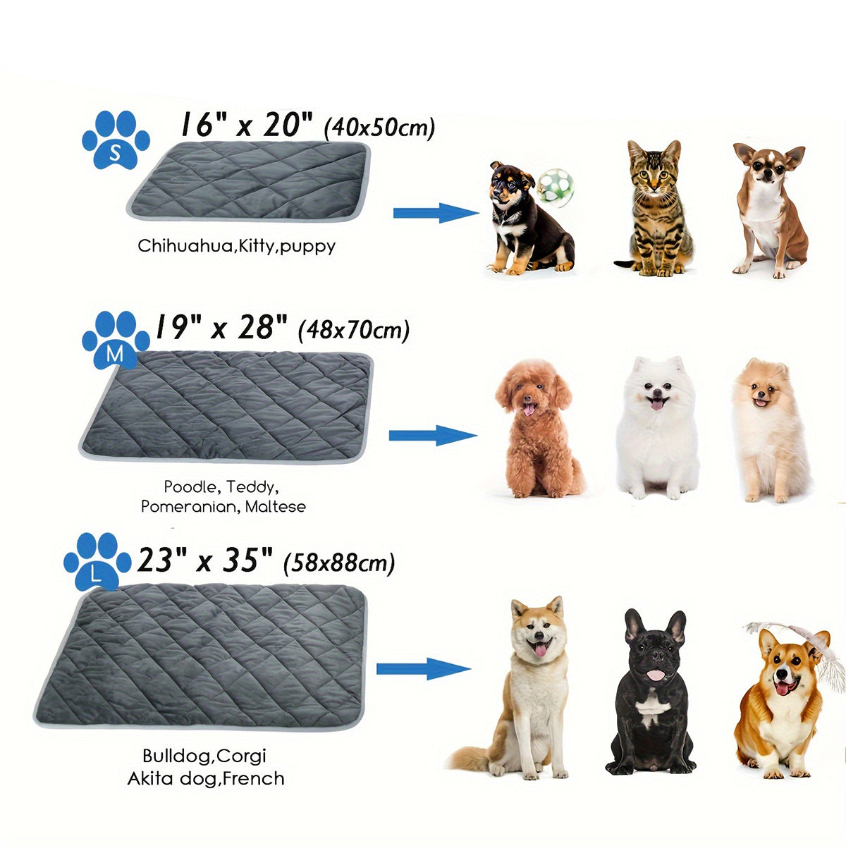 Self-Heating Non-Slip Pet Bed Mat for Dogs and Cats