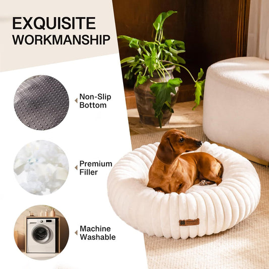 Fluffy Non-Slip Donut Bed for Puppies and Kittens